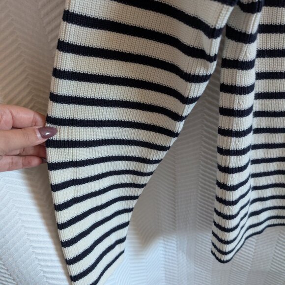 Talbots Pima Cotton Mariner Stripe Sweater XL Petite Nautical Gold Buttons - Picture 7 of 11